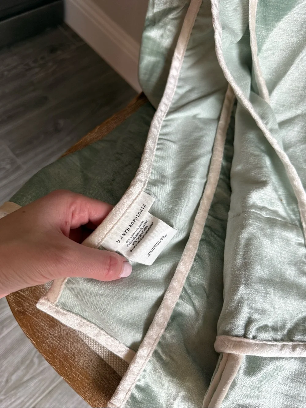 Anthropologie Adelina Piped Velvet Woven Curtain